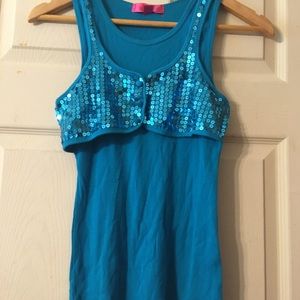 Forever 21 Turquoise Tank Top with Sequins.